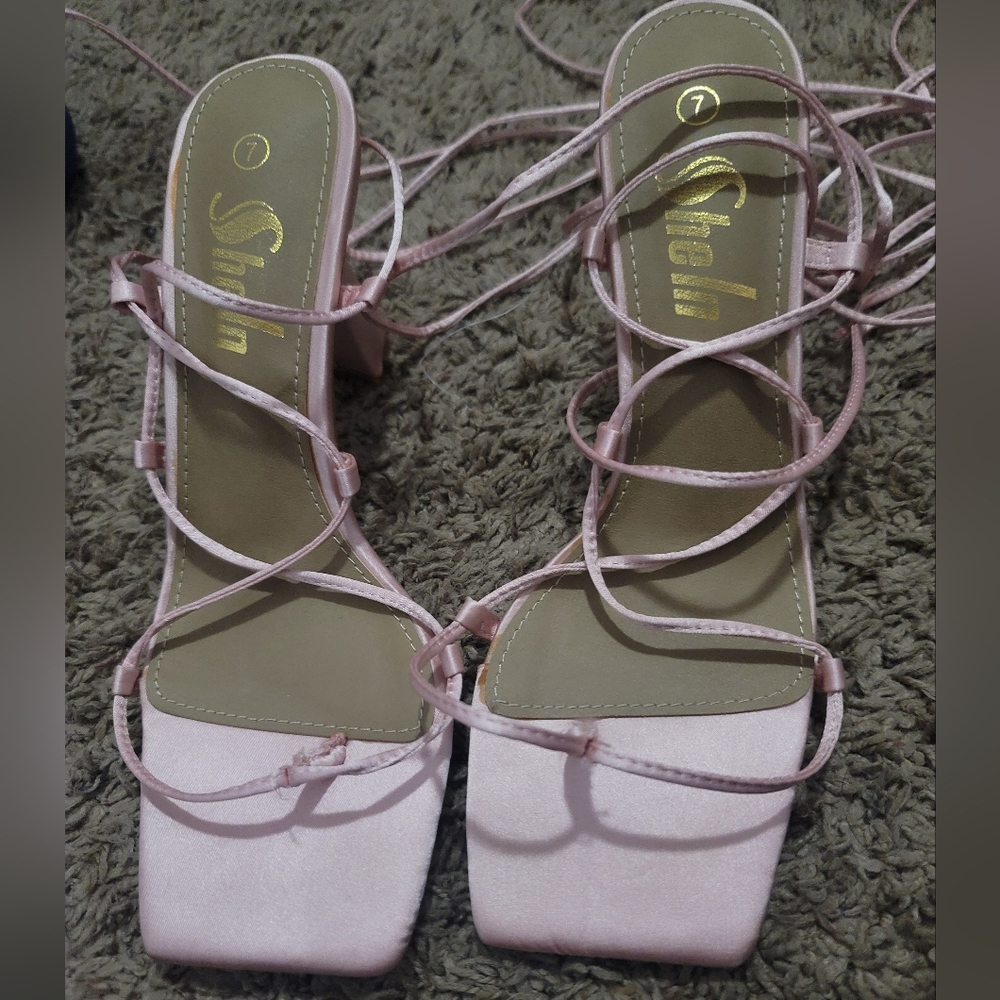 Strappy Shein Pink Heeled Sandal Size 7